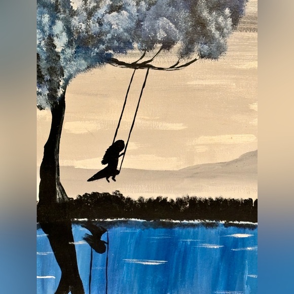 Handpainted art-girl on a swing - Picture 4 of 4
